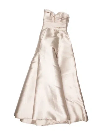 Pre-owned Amsale One-shoulder Long Dress In Neutral