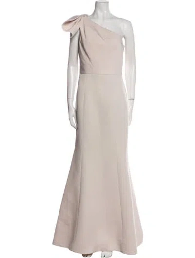 Pre-owned Amsale One-shoulder Long Dress In Neutral