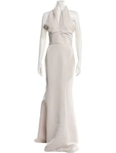 Pre-owned Amsale One-shoulder Long Dress In Neutral