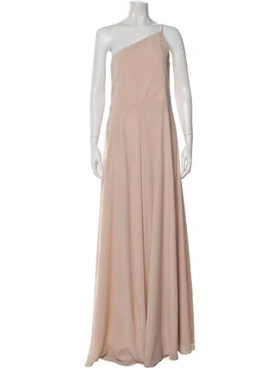 Pre-owned Amsale One-shoulder Long Dress In Neutral