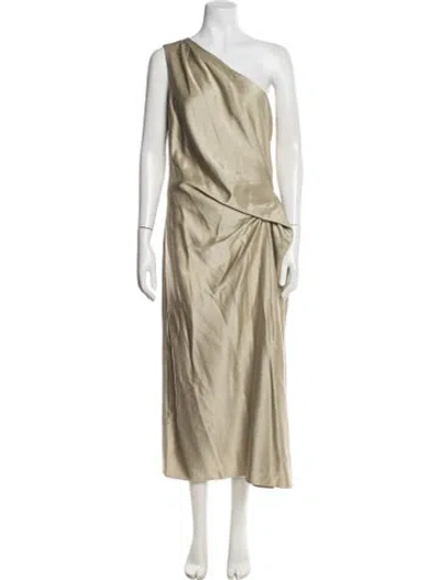 Pre-owned Amsale One-shoulder Long Dress In Neutral