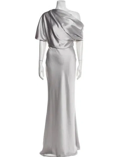 Pre-owned Amsale One-shoulder Long Dress In Neutral