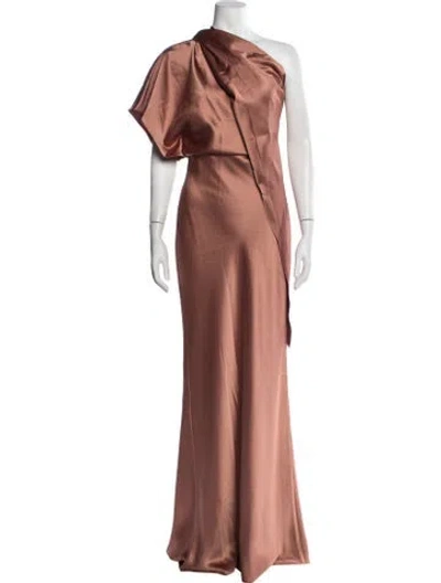 Pre-owned Amsale One-shoulder Long Dress In Neutrals