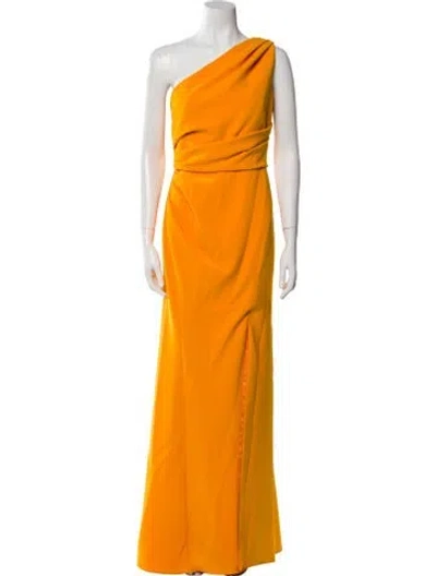 Pre-owned Amsale One-shoulder Long Dress In Orange