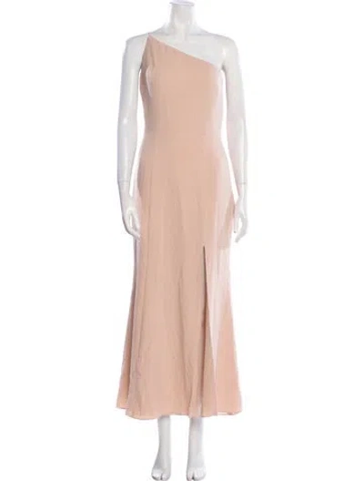 Pre-owned Amsale One-shoulder Long Dress In Pink