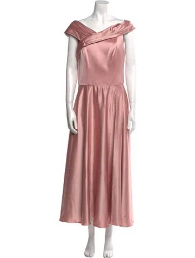 Pre-owned Amsale One-shoulder Long Dress In Pink