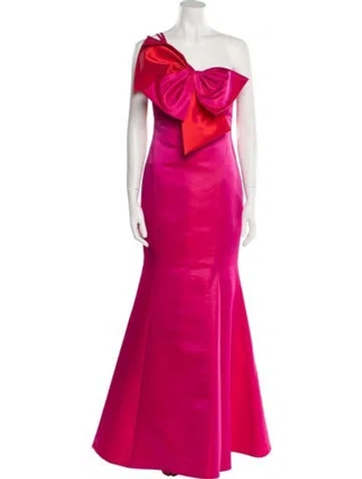 Pre-owned Amsale One-shoulder Long Dress In Pink