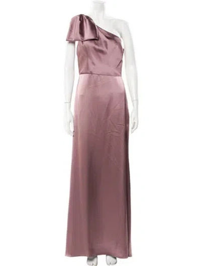Pre-owned Amsale One-shoulder Long Dress In Pink