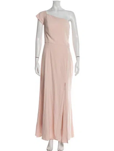 Pre-owned Amsale One-shoulder Long Dress In Pink