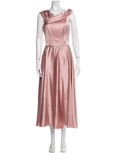 Pre-owned Amsale One-shoulder Long Dress In Pink