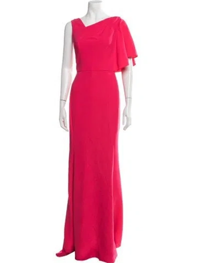 Pre-owned Amsale One-shoulder Long Dress In Pink