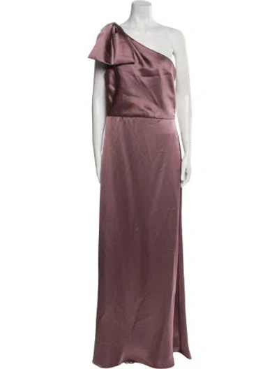 Pre-owned Amsale One-shoulder Long Dress In Purple