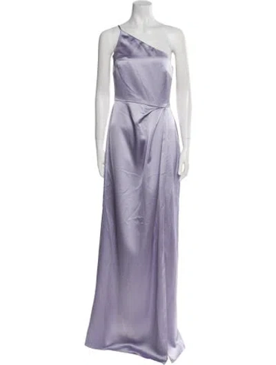 Pre-owned Amsale One-shoulder Long Dress In Purple