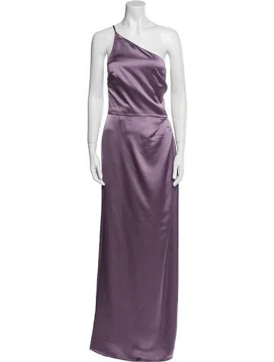 Pre-owned Amsale One-shoulder Long Dress In Purple