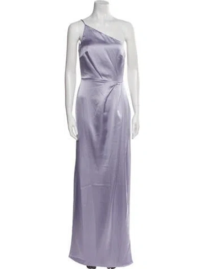 Pre-owned Amsale One-shoulder Long Dress In Purple