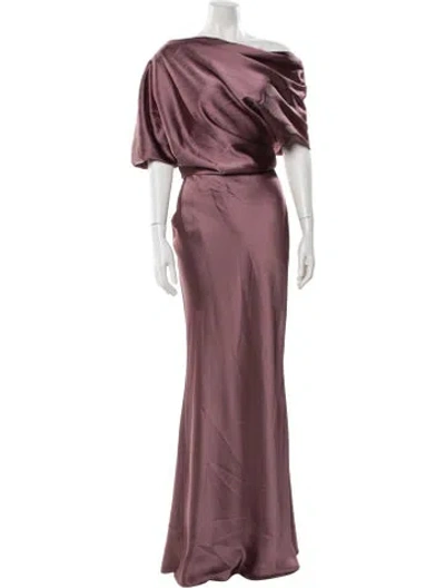 Pre-owned Amsale One-shoulder Long Dress In Purple