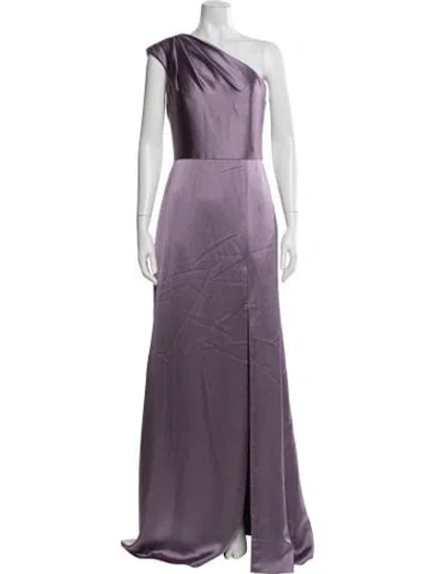 Pre-owned Amsale One-shoulder Long Dress In Purple