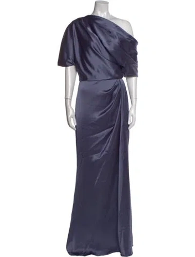 Pre-owned Amsale One-shoulder Long Dress In Purple