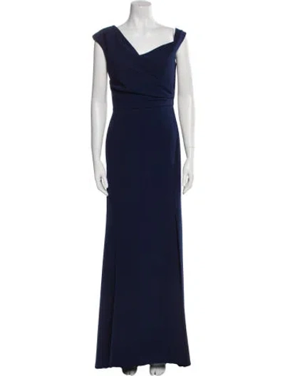 Pre-owned Amsale One-shoulder Long Dress W/ Tags In Blue