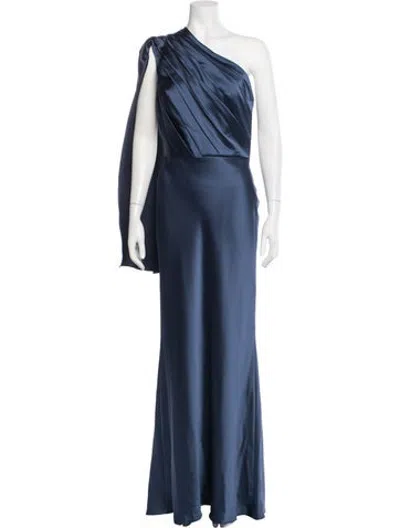 Pre-owned Amsale One-shoulder Long Dress W/ Tags In Blue