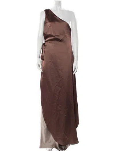 Pre-owned Amsale One-shoulder Long Dress W/ Tags In Brown
