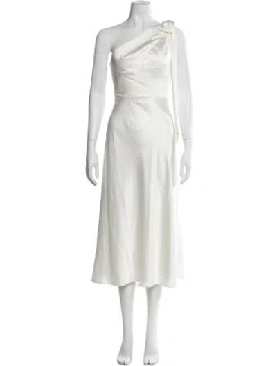 Pre-owned Amsale One-shoulder Long Dress W/ Tags In Neutrals