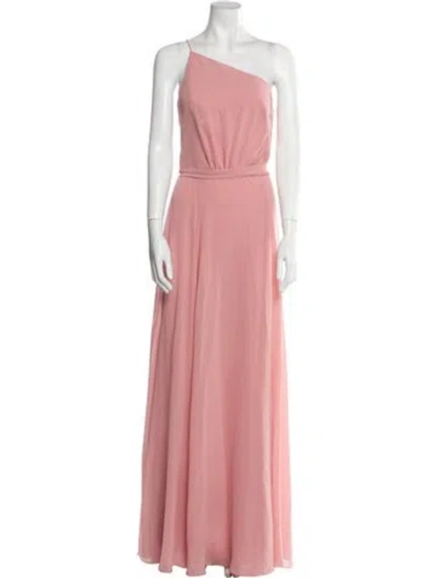 Pre-owned Amsale One-shoulder Long Dress W/ Tags In Pink