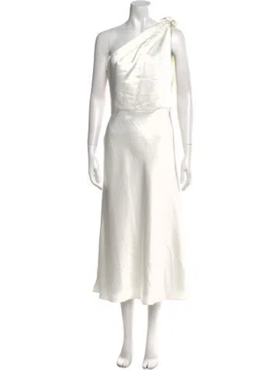 Pre-owned Amsale One-shoulder Long Dress W/ Tags In White