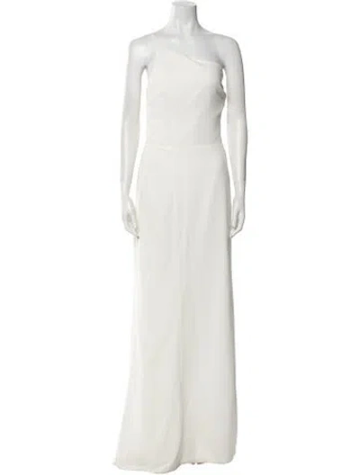 Pre-owned Amsale One-shoulder Long Dress In White