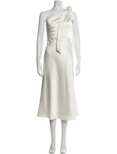 Pre-owned Amsale One-shoulder Long Dress In White