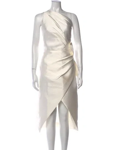 Pre-owned Amsale One-shoulder Midi Length Dress In Multi