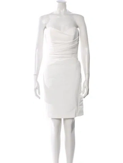 Pre-owned Amsale One-shoulder Mini Dress In Neutral