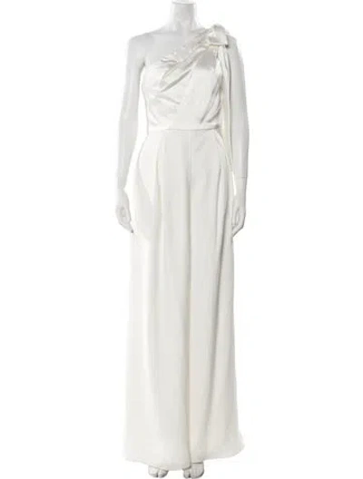 Pre-owned Amsale One-shoulder Mini Dress W/ Tags In Neutral