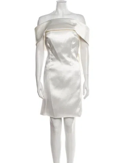 Pre-owned Amsale One-shoulder Mini Dress In White