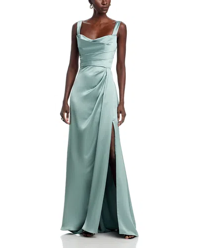 Amsale P437s W Strap Dress In Green