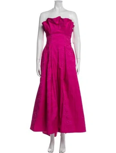Pre-owned Amsale Patterned Long Dress In Pink