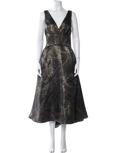 Pre-owned Amsale Patterned Midi Length Dress In Black