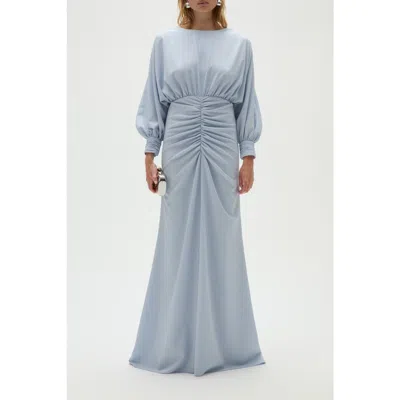 Amsale Pebble Crepe Gathered Gown In White