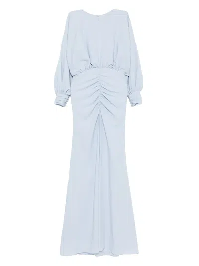 Amsale Pebbled-texture Dress In Blue