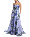 Amsale Pleated Bodice Gown In Multi