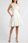 Amsale Inverted Pleat Ruffle Mini Dress In Ivory