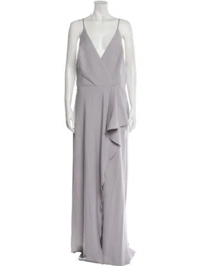 Pre-owned Amsale Plunge Neckline Long Dress In Purple