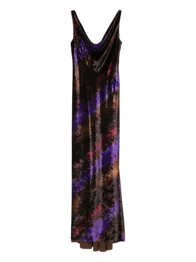 Amsale Printed Gown Dress In Brown