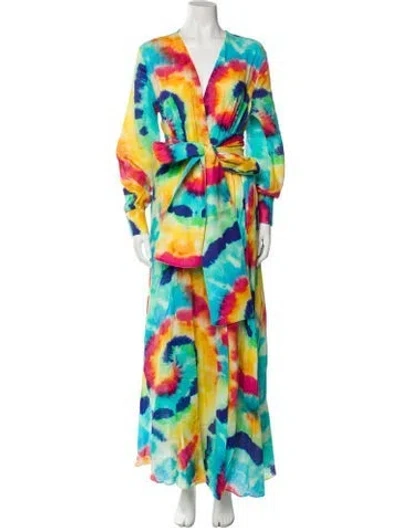 Pre-owned Amsale Printed Knee-length Dress In Blue