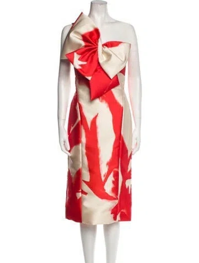 Pre-owned Amsale Printed Knee-length Dress In Neutrals