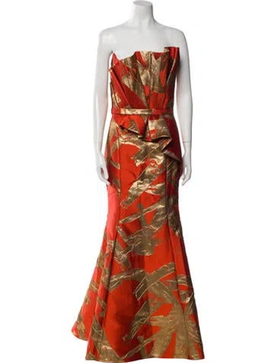 Pre-owned Amsale Printed Long Dress
