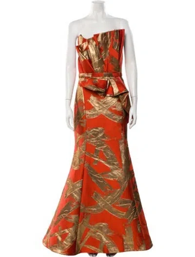 Pre-owned Amsale Printed Long Dress