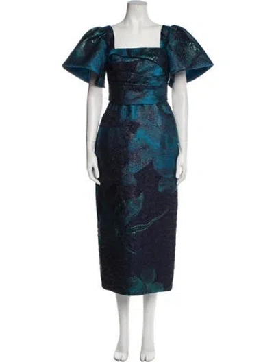 Pre-owned Amsale Printed Long Dress In Blue