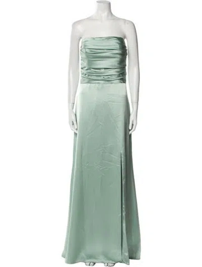 Pre-owned Amsale Printed Long Dress In Green