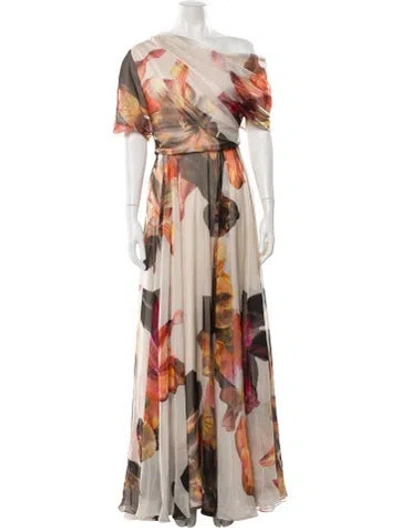 Pre-owned Amsale Printed Long Dress In Neutral